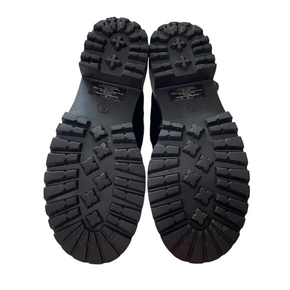 Womens Sz 6 Black Leather and Knit Ankle Boots Rugged Chic Edgy Gorpcore Grunge - Picture 5 of 7